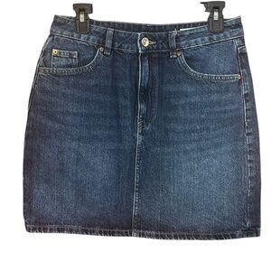 M&S Med Blue Indigo Cotton Denim 5-Pocket Mini Skirt Size US 6